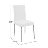 Set of 4 Leatherette Upholstered Dining Chairs, White and Chrome B016P224473