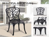 3 PCS Outdoor Bistro Set, All-Weather Cast Aluminum Butterfly Bistro Table and Chairs Set of 2, 37225764