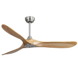 ZNTS 60 Inch Outdoor Ceiling Fan Without Light 3 Solid Wood Blade with DC Motor Remote Control W934P156670