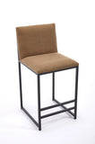 Counter Height Bar Stools Set of 2, Upholstered Linen Bar Chairs, Metal Footrest and Frame for W1249P257009