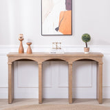 Rustic Archway Console Table 60"Long Entryway Table with Decorative Arched Legs, Natural Wood W2729P330225