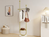 Clothing Rack, Golden Metal Freestanding Heavy Duty Clothes Rack with Marble Base, Multipurpose 04121908