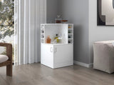 White Corner Bar Cabinet with Bottle Rack and Open Shelf B062P290255