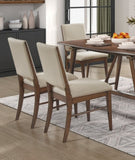 ZNTS Modern Design Set of 2 Side Chairs Fabric Upholstered Seat Back Brown Finish Wooden Dining Kitchen B011P196942