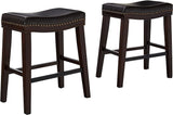 26" Contemporary Upholstered Saddle Counter Stool with Nailhead Trim , Dark Brown 62474.00PU