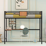 Twin Metal Loft Bed with Desk and Shelve,Black MF292037AAB