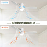 52 Inch Flush Mount Solid Wood Ceiling Fan With 6 Speed Remote Control Reversible DC Motor For Home W882P294267