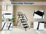 Step Ladder, Folding Step Stool with Wide Anti-Slip Pedal, Sturdy Steel Ladder, Convenient Handrail, W2660P468424