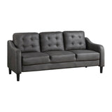 Gray Polished Microfiber Upholstered 1pc Sofa Button Tufted Contoured Arms Solid Wood Frame Couch B011P206272
