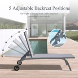 Chaise Lounge Outdoor Set of 2, Lounge Chairs for Outside with Wheels, Outdoor Lounge Chairs with 5 W1859109844