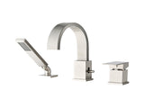 Waterfall Bathtub Faucet with Sprayer, 3-Hole Roman Filler with Hand Shower Deck Mount Waterfall W1224P206180