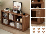 6 Cube Storage Bookcase, 40" Wide Low Horizontal Book Shelf with Curved Edge, Wood Floor Standing W2641P460042