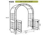 134.5*58.5*213cm Arc Roof Double Layer With Door Wrought Iron Iron Arch Courtyard Black 03609529
