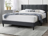 Elegant Modern Charcoal Brushed Linen 1pc Queen Size Bed Upholstered Box Design Headboard Bedframe B011P238937