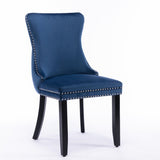 Furniture,Upholstered Wing-Back Dining Chair with Backstitching Nailhead Trim and Solid Wood 12279323
