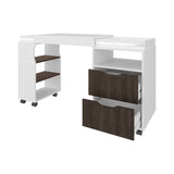 Loris Extendable Desk with Two Drawers, Open Shelves, and Sliding Mechanism B128P263731