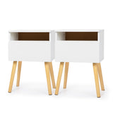 2-piece modern bedside table, bedroom coffee table with drawers, shelves, living room bedside W2181P149701