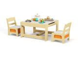2-in-1 Kids Activity Table and Chairs Set, Double-Sided Whiteboard & Blackboard, with Hidden 74044351