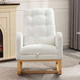 ZNTS Accent Rocking Chair with Footrest High Back Rubber Wood Rocking Legs Bedroom Living Space 26.77D X W2231P143508