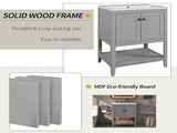 24" Grey Modern Sleek Bathroom Vanity Elegant Ceramic Sink with Solid Wood Frame Open Style N725P246473E
