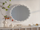 White Scalloped Round Wall Mirror, Wavy Frame for Living Room/Bedroom/Bathroom Decor W3081P391521