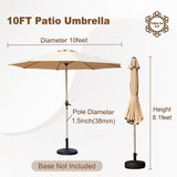 10FT Patio Umbrella, Outdoor Table Umbrella with Push Button Tilt and Crank, UV Protection W1859P195942