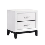 Modern Contemporary White Finish Storage Nightstand of 2x Drawers 1pc Wooden Bedroom Furniture B011P235882