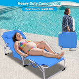 3-in-1 Heavy Duty Tanning Chair with Face Hole Adjustable 5-Position Folding Chaise Lounge Chairs W3399P310388