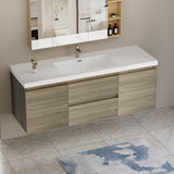 60" Floating Bathroom Vanity with Sink, Modern Wall-Mounted Bathroom Storage Vanity Cabinet with W1573P152705