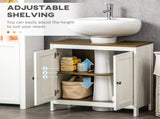 Pedestal Sink Storage Cabinet, Under Sink Cabinet with Double Doors, Antique White, Walnut-AS 50137181