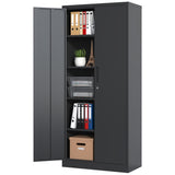 72"H Metal Garage Storage Cabinet, Black Tool Steel Locking Cabinet with Doors and 4 Shelves, Tall 74034896