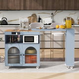 K&K Rolling Kitchen Island With Extended Table, Kitchen Island on Wheels with LED Lights,Power WF316018AAG