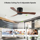 42 Inch Ceiling Fan no light with Remote Control, Low Profile Flush Mount Ceiling Fan without W2352P221669