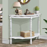 42'' Retro Circular Curved Half-Moon Console Table with Cloud Design Top and Open Shelf Solid Wood W1202P155405