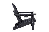 HDPE Folding Adirondack Chair with Dual Cup Holder - Composite Adirondack Chair - Black W2103P254568