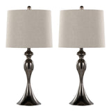Ashland 27" Contemporary Metal Table Lamp in Gun Metal with Light Grey Textured Slub Linen Shade B202P224093