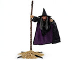 6.6 FT Halloween Animatronic Flying Witch on Broom, Sound Activated with Flashing Red Eyes & 72248094
