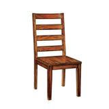 ZNTS Tobacco Oak Finish Solid wood Industrial Style Kitchen Set of 2 Chairs Ladder Back Chairs B011P148640