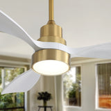 48 Inch Wood Ceiling Fan With 3 Solid Wood Blades Remote Control Reversible DC Motor For Living Room W882P294917