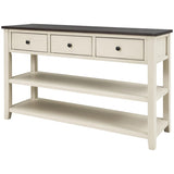 Retro Design Console Table with Two Open Shelves, Pine Solid Wood Frame and Legs for Living Room 83399820