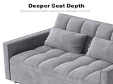Corduroy Double Sleeper Sofa With Pull-Out Bed, 2 Pillows & Side Storage Pocket 33207990