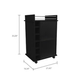 Vegas Bar Cart, Two Tier Cabinet With Glass Door, Six Cubbies For Liquor B128P176148