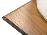 Bali 37" Round Upholstered Cocktail Ottoman with Natural Wood Base, Ivory White Boucle B2719P238428