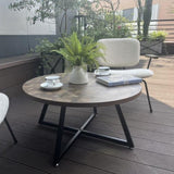 Round Coffee Table Wood Grain and Black Metal W2221P190871