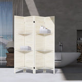 ZNTS Room Divider with Shelves, 4 Panel White Room Divider, Room Dividers and Folding Privacy Screens, 19192899