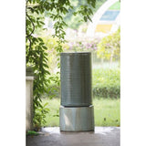 ZNTS 44" Tall Large Modern Cylinder Ribbed Tower Water Fountain, Contemporary Antique Finish Outdoor Bird W2078P180674