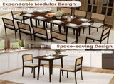 45" Extendable Dining Table Set, 2 Half-Round Tables Convertible to Oval for 4-6 People Walnut 96706784