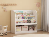 3-Tier Scalloped Bookshelf, Bookcase for Toddlers, Wooden Book Shelf Organizer Display Furniture for 76288871