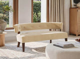 Jared Roll Arm Tufted Bench Settee, Fawn Brown Performance Velvet B2719P355287
