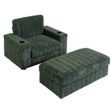 42" Oversized Chaise Lounge Indoor,Faux Rabbit Fur Sofa Bed with Storage Ottoman and N723P232726F